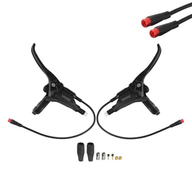 Left & Right Electronic Brake Lever Set for Most Electric Bicycle, GT03 Oil Power-Off Function Ebike Handle, Brake Grips for Electric Bike, Ebike Accessories Cut Off Power (A Pair)