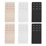 6 Pieces Bra Extenders 3 Hooks 3 Hook Women's Elastic Bra Extender Stretchy Bra Extension Strap Soft & Comfortable 3 Rows Bra Band Extender for Women Black White Skin Color Bra Extensions (3 Colors)