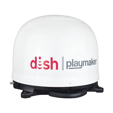 Winegard PL‑7000 Dish Playmaker - Portable Automatic Satellite Antenna for Dish HD Solo Receivers - 25’ Coax Outdoor TV Reception - for RV, Camping, & Tailgating - White