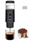 AMRZS Portable Coffee Maker Electric Espresso Machine High-capacity(100ml) Non-Heating Version Compatible with NS Pods & Ground Coffee for Garden, Camping, Travel, Office and a Silicone Mat for Free