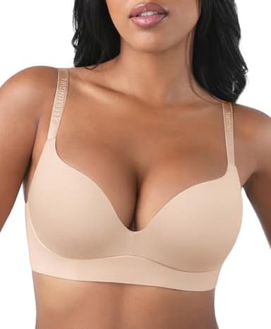 FeelinGirl Wireless Bras for Women No Underwire Seamless Push Up Bralette Full Coverage Comfy Everyday Bra Skin 40DD