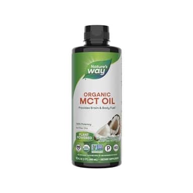 Nature’s Way Organic MCT Oil, Brain and Body Fuel*, Liquid Coconut MCT Oil with C8 Caprylic & C10 Capric Acids, 14 g Medium Chain Triglycerides per Serving, Keto & Paleo Certified, Non-GMO, 16 Fl Oz