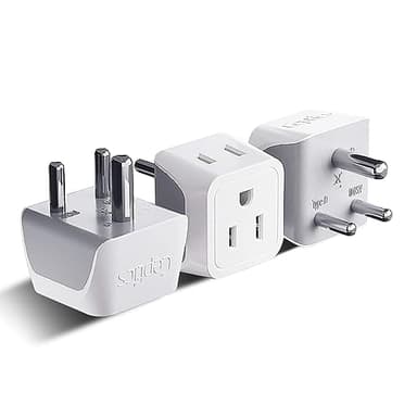 Ceptics US to India Plug Adapter works in Nepal, Maldives, Pakistan, India Power Adapter, Dual USA Input, Grounded Travel Adapter for Indian plug, Perfect for Phones, Laptop Chargers, 3 Pack (CT-10)