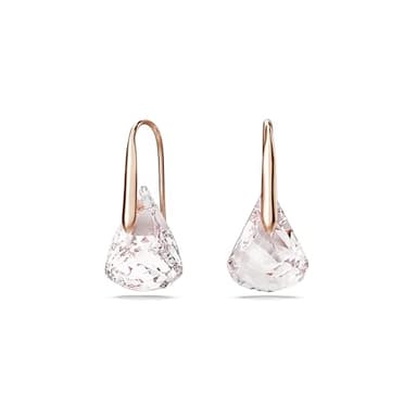 Swarovski Lunar drop earrings, Pink, Rose gold-tone finish