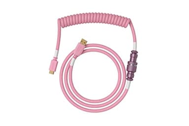 GLORIOUS Coiled Keyboard Cable – Coiled USB C Cable Artisan Braided Cables for Mechanical Gaming Keyboard Coiled Cable - Custom Keyboard Cable (Pixel Pink)