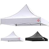 KaKuEike 10x10 Canopy Replacement Top - Heavy-Duty 600D Oxford Fabric with 8 Drainage Holes, Waterproof & 99% UV Resistant Tent Cover for Pop-Up Canopy, Professional Replacement Top Only (White)