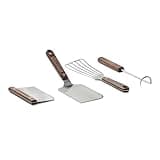 Made In Cookware - 4 Piece Griddle Tools Set - Includes Griddle Spatula, Bench Scraper, Fish Spatula and Pigtail Turner - Brown Linen Micarta Handle - Crafted in USA