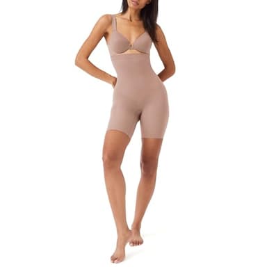 SPANXsculpt Power Series High-Waisted Mid-Thigh Short - Lightweight, All-Day Comfort - Core Control Shapewear - Cafe Au Lait - Small