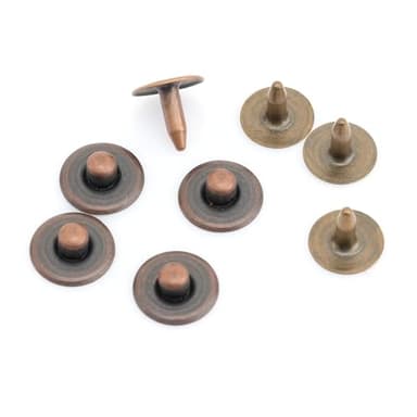 CRAFTMEMORE Solid Brass Jean Rivets, 3/8 Inch, 50 Sets, Washable Denim Fasteners Nipple Rivets (Anqtique Copper)