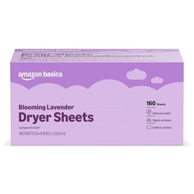 Amazon Basics Dryer Sheets, Blooming Lavender, Laundry Fabric Softener, 160 Count