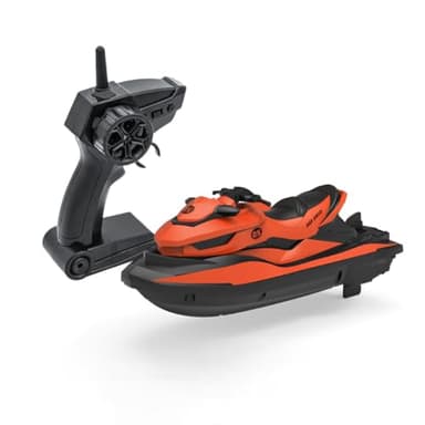 Miracland 2.4GHz Remote Control Jet Ski, High Speed RC Motorboat Water Toy with Dual Propellers, 2 Speed Levels, 50 Meters Control Range (Orange)