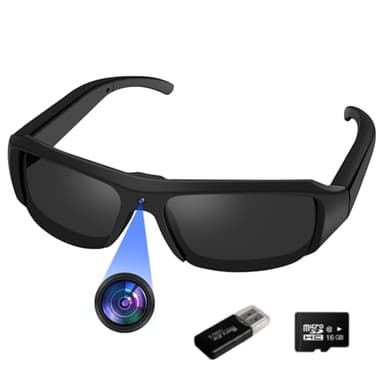 Camera Sunglasses Sports Action Glasses Camera 1080P Video Camera Glasses UV Protection Polarized Lens Support Photos/Videos Recording mit 16GB Micro SD Card and Card Reader for Outdoor Activities