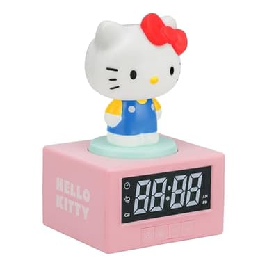 Paladone Hello-Kitty Alarm Clock, Night Light & Music Digital Official Licensed Sanrio Product Bedroom Decoration for Children, Youth and Adults, Battery Operated, Cute Kawaii Gift
