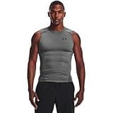 Under Armour Men's Armour HeatGear Compression Sleeveless T-Shirt , Carbon Heather (090)/Black, Large