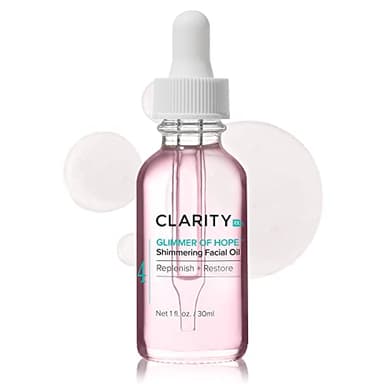 ClarityRx Glimmer of Hope Shimmering Restorative Face Oil, Natural Plant-Based Moisturizing Facial Treatment with Coconut, Rose & Jojoba for Dry & Aging Skin (1 fl oz)