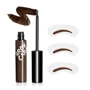 Brow Tattoo Peel Off Tint - Brow Gel Eyebrow Tattoos Valentines Day Gifts, Eyebrow Gel Tint with Eyebrow Stencils Long-Lasting Waterproof Makeup, Eye Brow Pencils Lush & Full Brows (Dark Brown)
