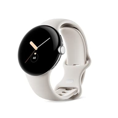 Google Pixel Watch - Android Smartwatch with Fitbit Activity Tracking - Heart Rate Tracking - Polished Silver Stainless Steel case with Chalk Active band - WiFi