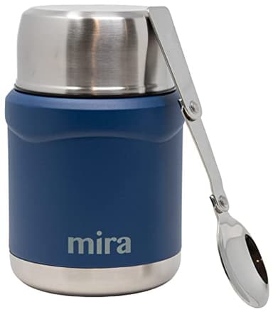 MIRA 15 oz Insulated Food Thermo for hot and cold foods - Leak-Proof Stainless Steel Container with Spoon - Hawaiian Blue