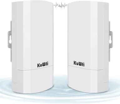 KuWFi 2-Pack 300Mbps Wireless Bridge, Outdoor CPE WiFi Kit Point to Point Wireless Access Point 2.4G Internet Bridge 1KM Transmission Distance Solution for starlink Signal