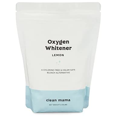 Clean Mama Natural Oxygen Whitener and Stain Remover - Color-Safe Natural Bleach Alternative - Plant-Derived Oxygen Powder, Whitens & Brightens Whites and Colors - Lemon, 2.53 lbs