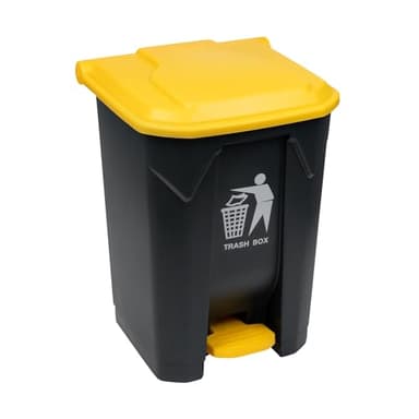 Restaurantware - RW Clean 13 Gallon Garbage Bin, 1 Step-On Trash Can with Foot Pedal - Hinged Lid, Easy to Assemble, Dark Gray Plastic Waste Bin, Compact, for Bedroom, Office, Or Kitchen