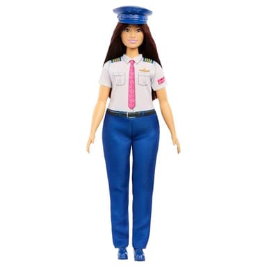 Barbie Careers Pilot Fashion Doll Wearing Removable Look with Flight Uniform & Shoes, Plus Hat Accessory