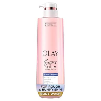 Olay Super Serum Body Wash for Rough & Bumpy Skin, Hydrating & Renewing Serum Complex with Exfoliating Minerals for Luminous Skin, 18.5 fl oz