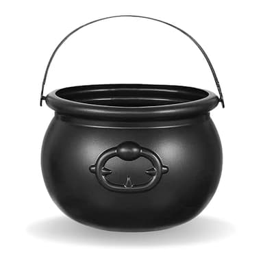 St Patricks Day Coin Pot, 7.5" Black Plastic Cauldron Large Pot of Gold Bucket Black Plastic Cauldron For St. Patrick's Day Leprechaun & Mardi Gras Party Table Centerpiece Decoration Supply Accessory