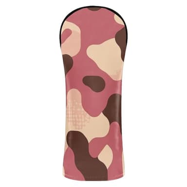 Camouflage Golf Cover Premium Leather Headcovers with Number Tag for Driver Fairway Wood Hybrids