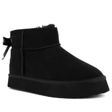 Juicy Couture Women Slip On Winter Boots Warm Microsuede Insulated Fashion Ankle Booties Outdoor Snow Boot-Olden-Black Micro-Size 7