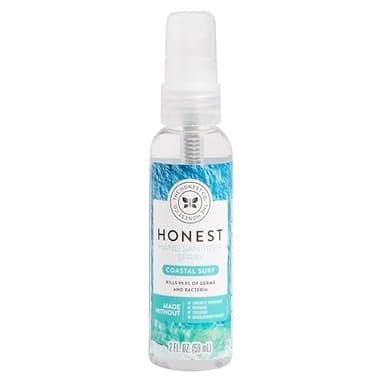 The Honest Company Plant-Based Hand Sanitizer Spray Kills 99.9% of Germs Hypoallergenic, Quick-drying and Moisturizing, Coastal Surf 2 fl oz