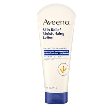 Aveeno Skin Relief Moisturizing Lotion Heals Very Dry, Sensitive Skin, Fast-Absorbing Body Lotion with Soothing Triple Oat & Shea Butter Formula, Fragrance Free, Non-Comedogenic, 8 oz