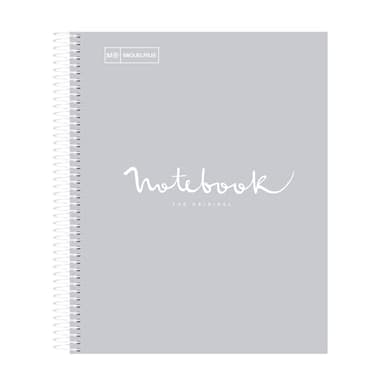 Miquel Rius M Emotions 1 Sprial Subject Notebook, Lined 11" x 8.5", 80 Sheets Heavy Weight White Paper, 3 Hole Punched, Micro-Perforated, Gray Board Cover
