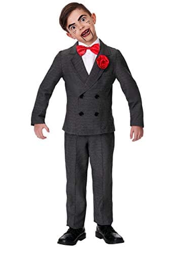 Fun Costumes Goosebumps Kids Slappy Costume for Boys, Night of The Living Dummy Costume, Ventriloquist Doll Halloween Outfit - Grey, Medium