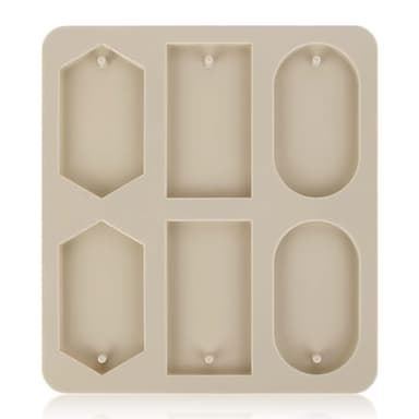 Epoxy Resin Molds, 1 Pcs Silicone Molds for Crafts, Resin Keychain Mold Rectangle Rhombic Elliptical Casting Mold with Hanging Holes for Jewelry Making DIY Handicrafts Pendant Decoration, Grey