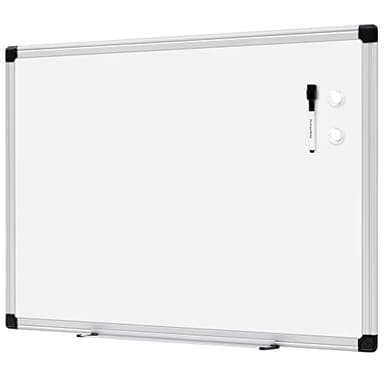 Amazon Basics Magnetic Dry Erase Whiteboard, 24"W x 18"H, Aluminium Frame, Silver/White