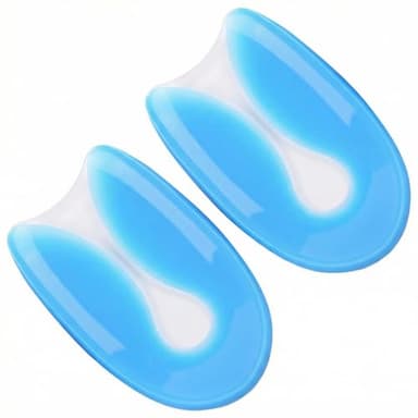 1Pair Blue Silicone U-Shaped Heel Cups Plantar Fasciitis Insert Invisible Heel Pads Soft Gel Heel Cushions Protectors Shock Absorbing Support for Women Men(Large)