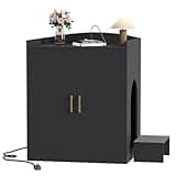 Hey-brother Cat Litter Robot Enclosure, Large Hidden Litter Box Furniture with Charging Station, Suitable for Automatic/Self-Cleaning Cats Litter Boxes and Litter Robot 3/4, Modern, Black JCLB005BK