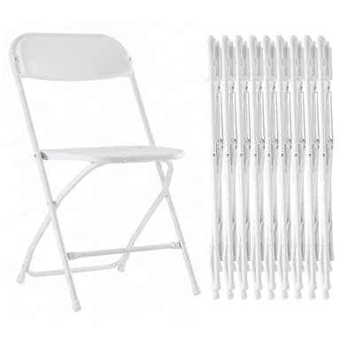 HealSmart 10-Pack Plastic Folding Chair, Portable Chair with Metal Frame, 330lb Capacity, Foldable and Stackable Chairs for Wedding, Party, Picnic, Office, Indoor/Outdoor Dining, White