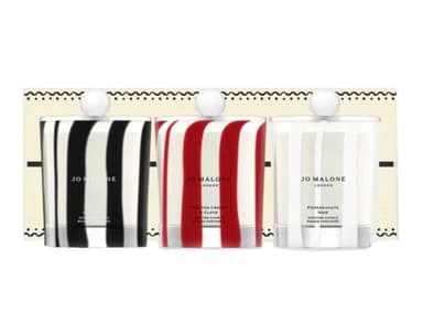 Jo Malone London Limited Edition Decorated Home Candle Trio - Roasted Chestnut - Frosted Cranberry & Clove - Pomegranate Noir - New in Box