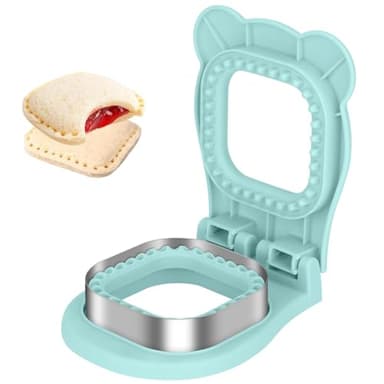 TACGEA Uncrustable Sandwich Cutter Maker – Sandwich Sealer and Cutter for Lunchbox and Breakfast, Square Shape, Light Blue