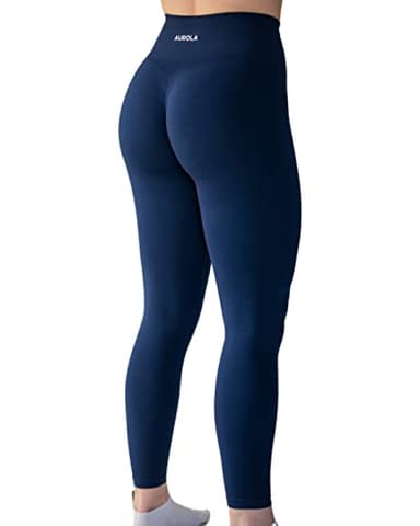AUROLA Seamless Scrunch Legging Women Yoga Pants 7/8 Tummy Control Workout Running for Workout Fitness Sport Active Ankle Legging-25'' (M, Tuxedo Blue)