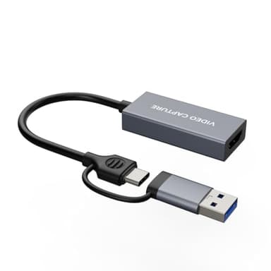 4K HDMI Video Capture Card 1080p60, USB 3.0 & Type-C, Plug-and-Play Game Capture for PS5/Xbox/Switch/Quest 3, iPad Pro/Mac/Windows/OBS, Zero-Lag Pass-Through, Pocket Aluminum Case