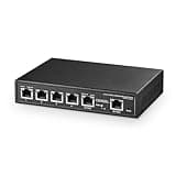 Binardat 6 Port 10G Switch, 4 x 2.5G RJ-45 Base-T Ports, 2 x 10G RJ-45 Ports, Web Managed/Unmanaged, Metal Fanless Managed Multi-Gigabit Desktop/Wallmount Network Switch