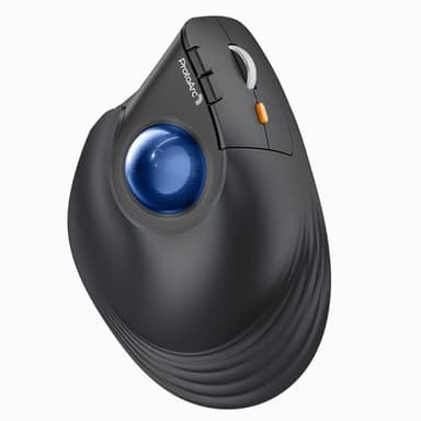 ProtoArc Vertical Wireless Trackball Mouse, EM05 NL Bluetooth Ergonomic Rollerball Mouse Rechargeable Computer Laptop Thumb Mice, 3 Device Connection, Compatible with iPad, Mac, Windows, PC-Blue