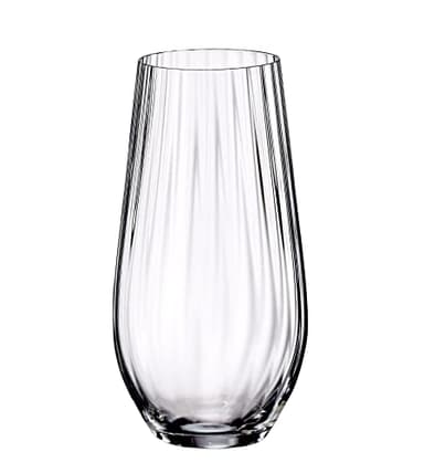 Czech Bohemian Crystal Glass Set of 6 Highball Tumblers 20oz./580ml. Cocktails, Wine, Juice, Water Elegant Optic Design Birthday Wedding Housewarming Anniversary