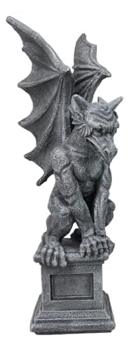 Ebros Gift Large 17" H Gothic Crouching Wise Old Griffin Gargoyle On Pedestal Figurine Fantasy Medieval Folklore Castle Butler Guardian Servant