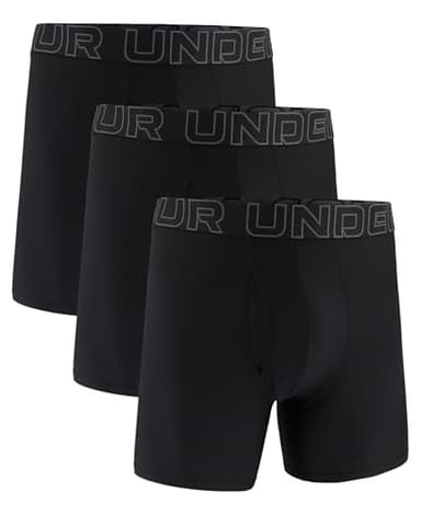 Under Armour Performance Tech Mesh Boxerjock 6in 3 Pack, Black Solid - Core 3 Pack, LG