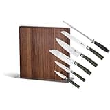 HexClad 7 Piece Knife Set - 6 Piece Damascus Essential Knife Set & Magnetic Knife Block, Comes with Chef's, Santoku, Bread, Utility and Pairing Knife and Walnut Knife Block