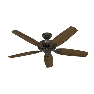 Hunter 52 inch Indoor Ceiling Fan No Light with Pull Chain - Bronze Ceiling Fan without Light, Standard Mount, 5 Blades, For Bedroom, Living Room, or Kitchen - Builder Elite 53242, New Bronze